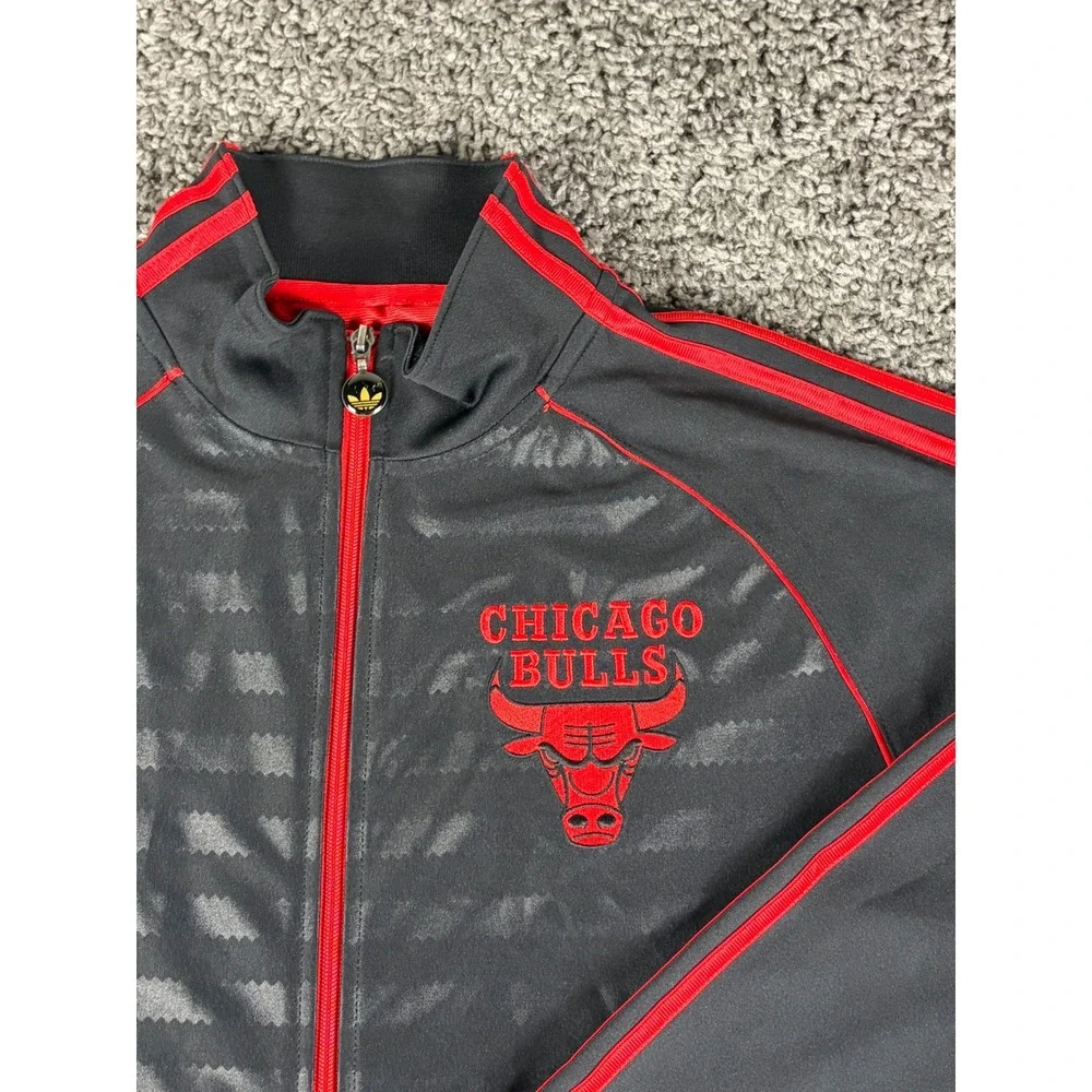 Adidas Originals Chicago Bulls Groove Track Jacket Mens S Black Red Full Zip NBA
